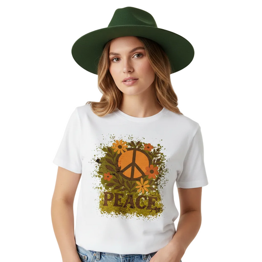 Premium Organic Shirt / Flowers PEACE