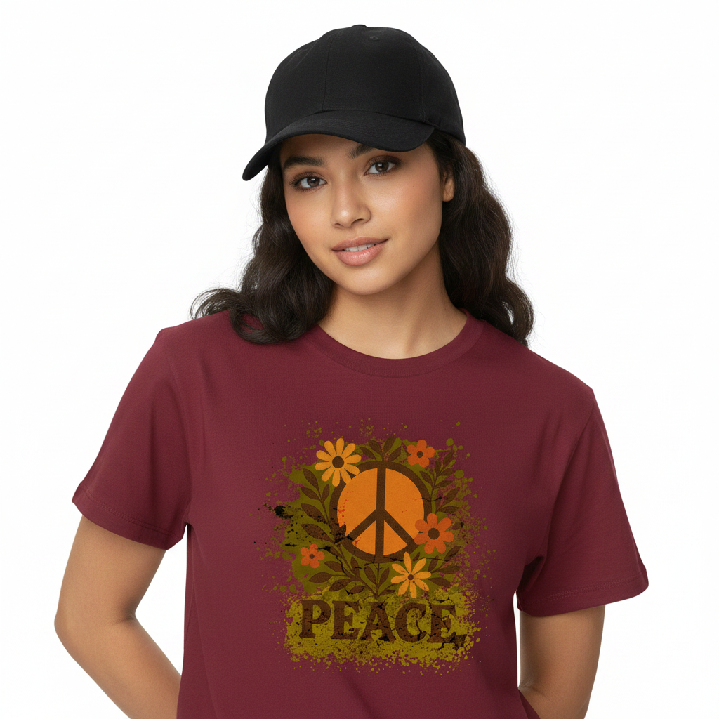 Premium Organic Shirt Women / Flowers PEACE