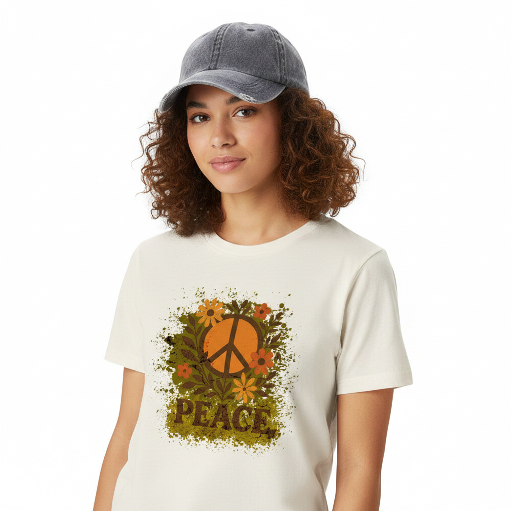 Premium Organic Shirt Women / Flowers PEACE