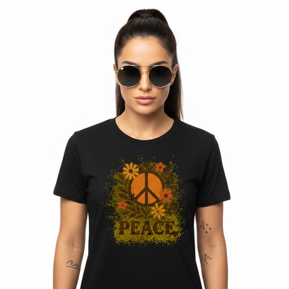 Premium Organic Shirt Women / Flowers PEACE