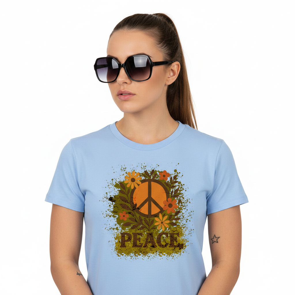 Premium Organic Shirt Women / Flowers PEACE