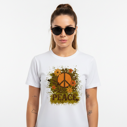 Premium Organic Shirt Women / Flowers PEACE