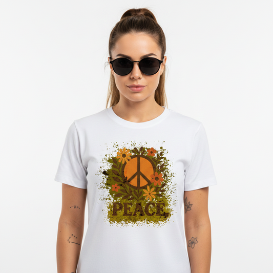 Premium Organic Shirt Women / Flowers PEACE