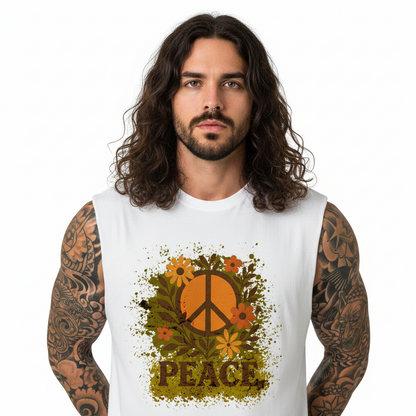 Sleeveless Oversized Tee / Flowers PEACE
