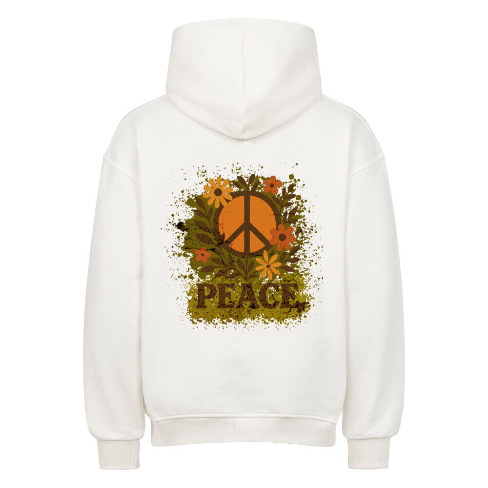 Oversized Hoodie aus der Toripros PEACE Kollektion – Flowers PEACE Design in Weiß, nachhaltiges Statement-Piece mit floraler Friedensbotschaft