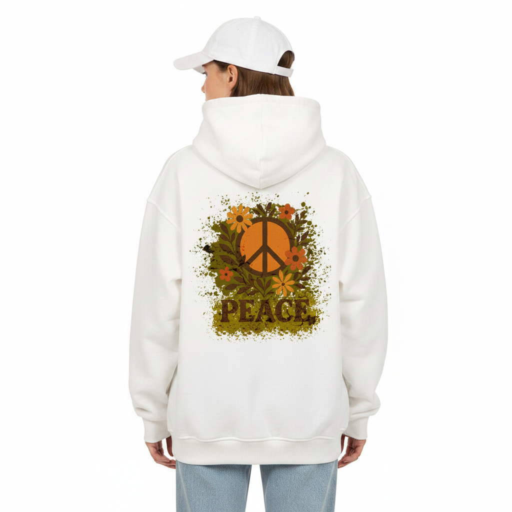 VACANCY Oversized Hoodie / Flowers PEACE