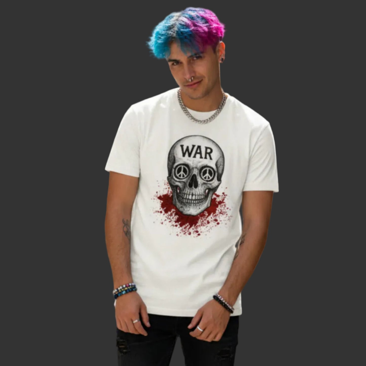 Premium T-Shirt aus der Toripros PEACE Kollektion – WAR is DEATH Design HigherBlanks in Natural Raw, bewusstes Statement-Piece aus nachhaltiger Baumwolle
