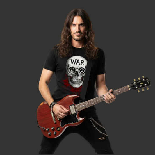 Premium Organic Shirt aus der Toripros PEACE Kollektion – WAR is DEATH Design in Schwarz, stilvolles Statement-Piece für nachhaltige Mode und klare Werte