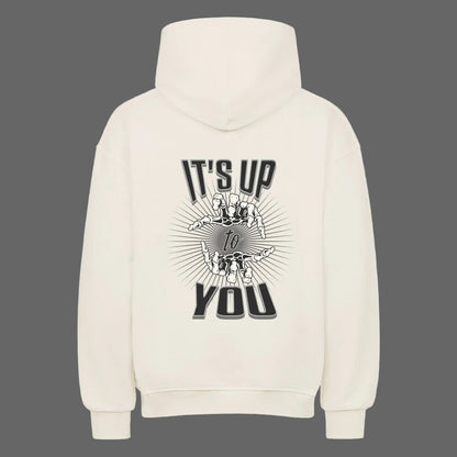 VACANCY Oversized Hoodie in natural raw mit „IT'S UP TO YOU“-TORIPROS
