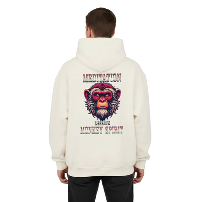 VACANCY Oversized Hoodie in Natural Raw mit „MEDITATION defeats MONKEY SPIRIT“-TORIPROS