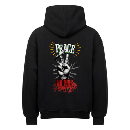 VACANCY Oversized Hoodie / PEACE no WARr:  schwarz
