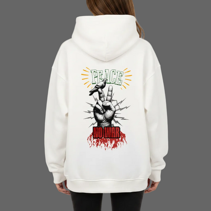 VACANCY Oversized Hoodie / PEACE no WARr : weiß