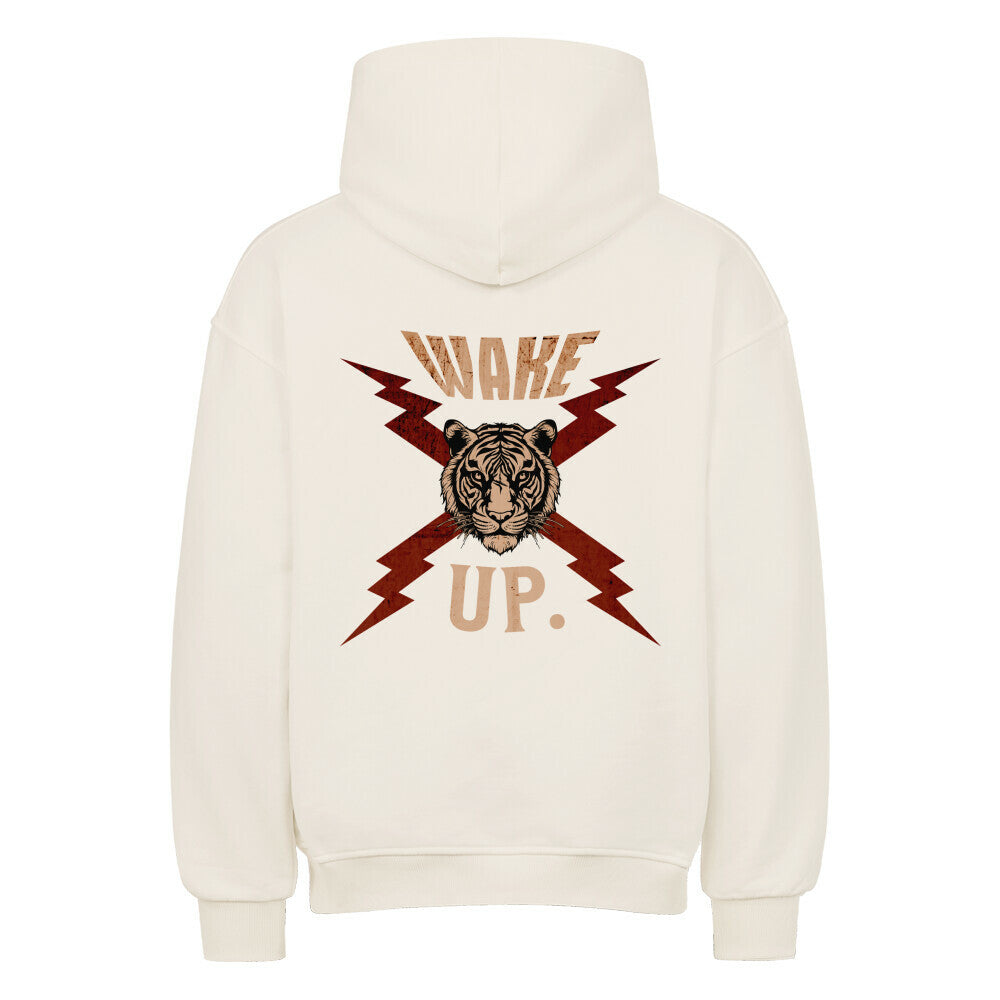 VACANCY Oversized Hoodie in Natural Raw mit „WAKE UP."-TORIPROS
