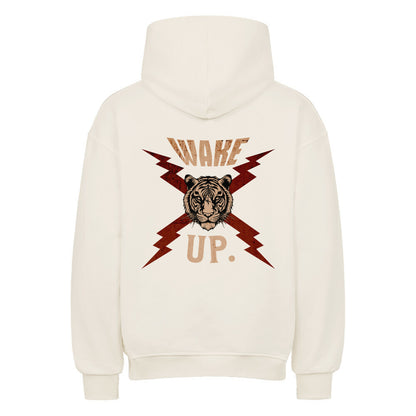 VACANCY Oversized Hoodie in Natural Raw mit „WAKE UP."-TORIPROS