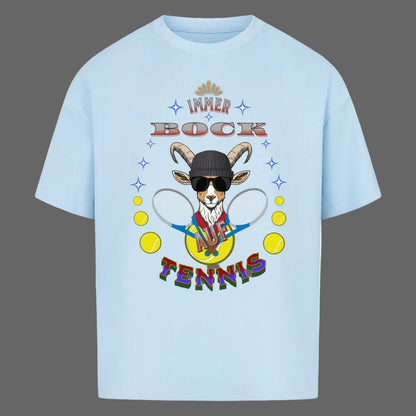 VACANCY Oversized Shirt in Babyblau mit „AUF TENNIS immer BOCK“-TORIPROS