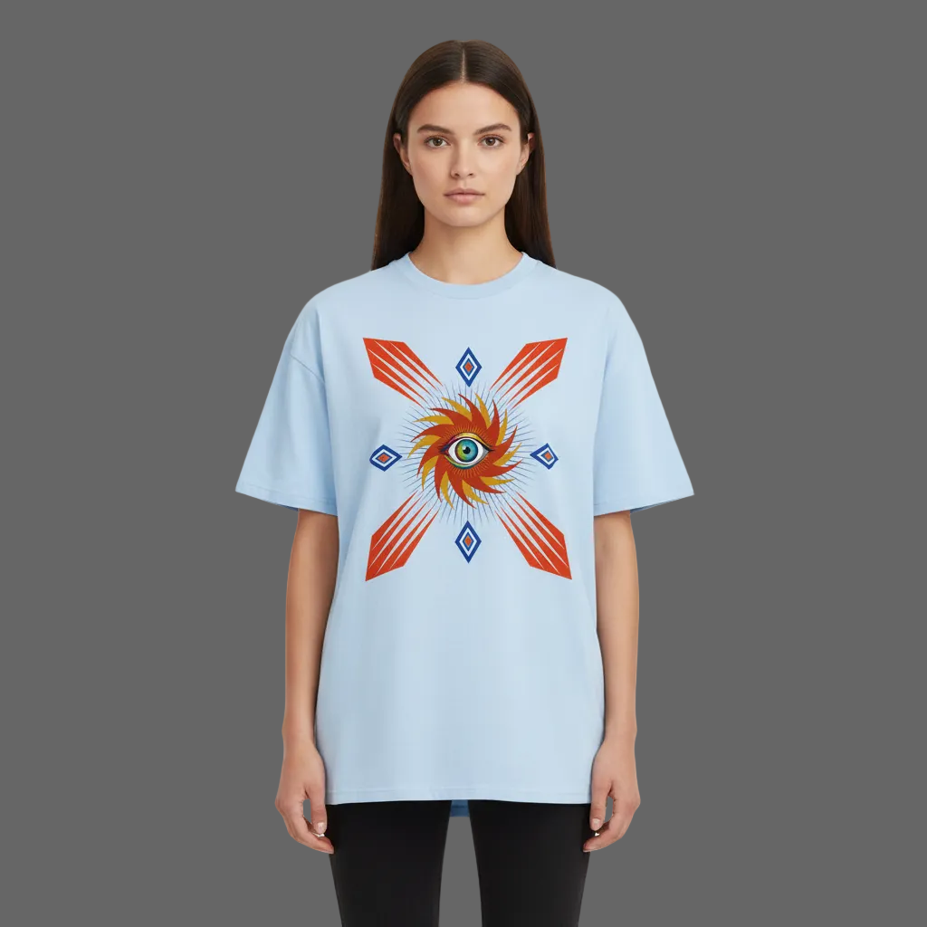 VACANCY Oversized Shirt / Auge im STURM, Phase der Ruhe-Babyblau-TORIPROS