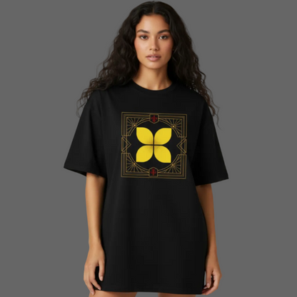 VACANCY Oversized Shirt/ Eckige Eleganz-Schwarz