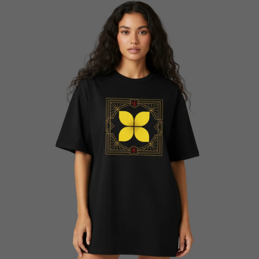 VACANCY Oversized Shirt/ Eckige Eleganz-Schwarz
