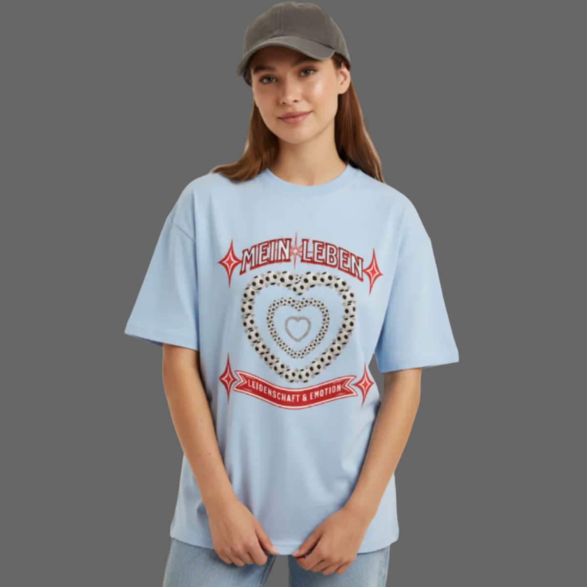 VACANCY Oversized Shirt / Fußball mein LEBEN -Baby Blue