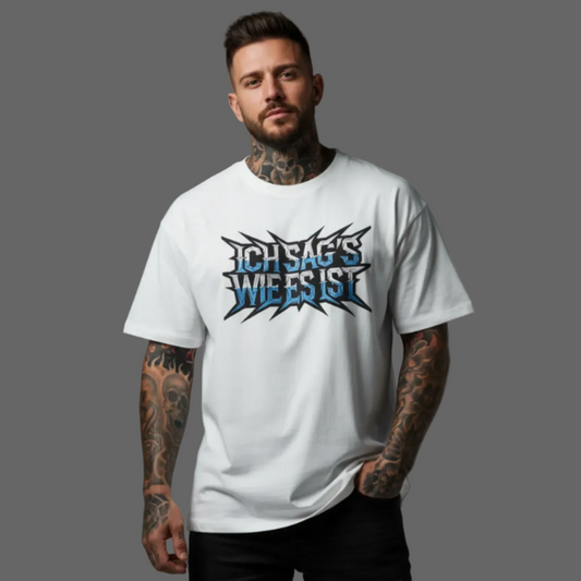 : VACANCY Oversized Shirt in Weiß mit „ICH SAG’S WIE ES IST“-TORIPROS