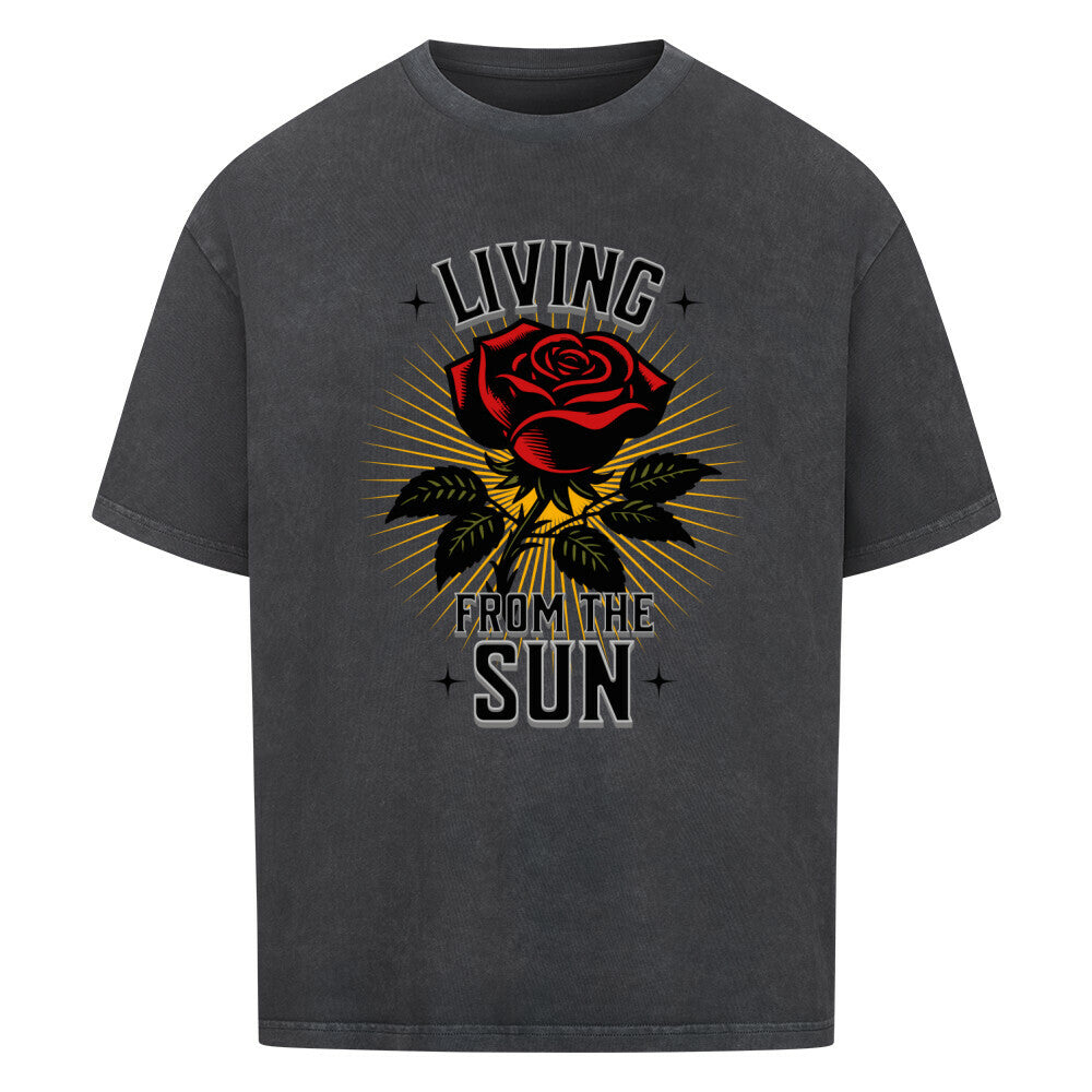 VACANCY Oversized Shirt in Washed Black mit „Living from the SUN“-TORIPROS