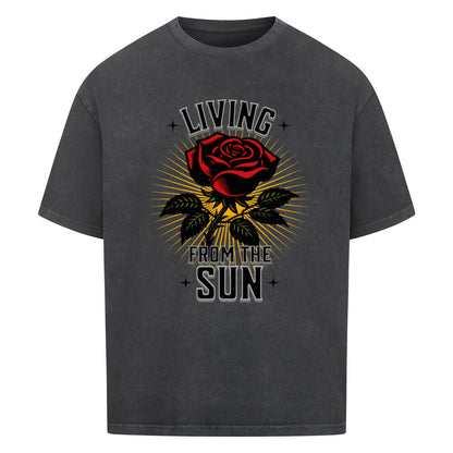 VACANCY Oversized Shirt in Washed Black mit „Living from the SUN“-TORIPROS