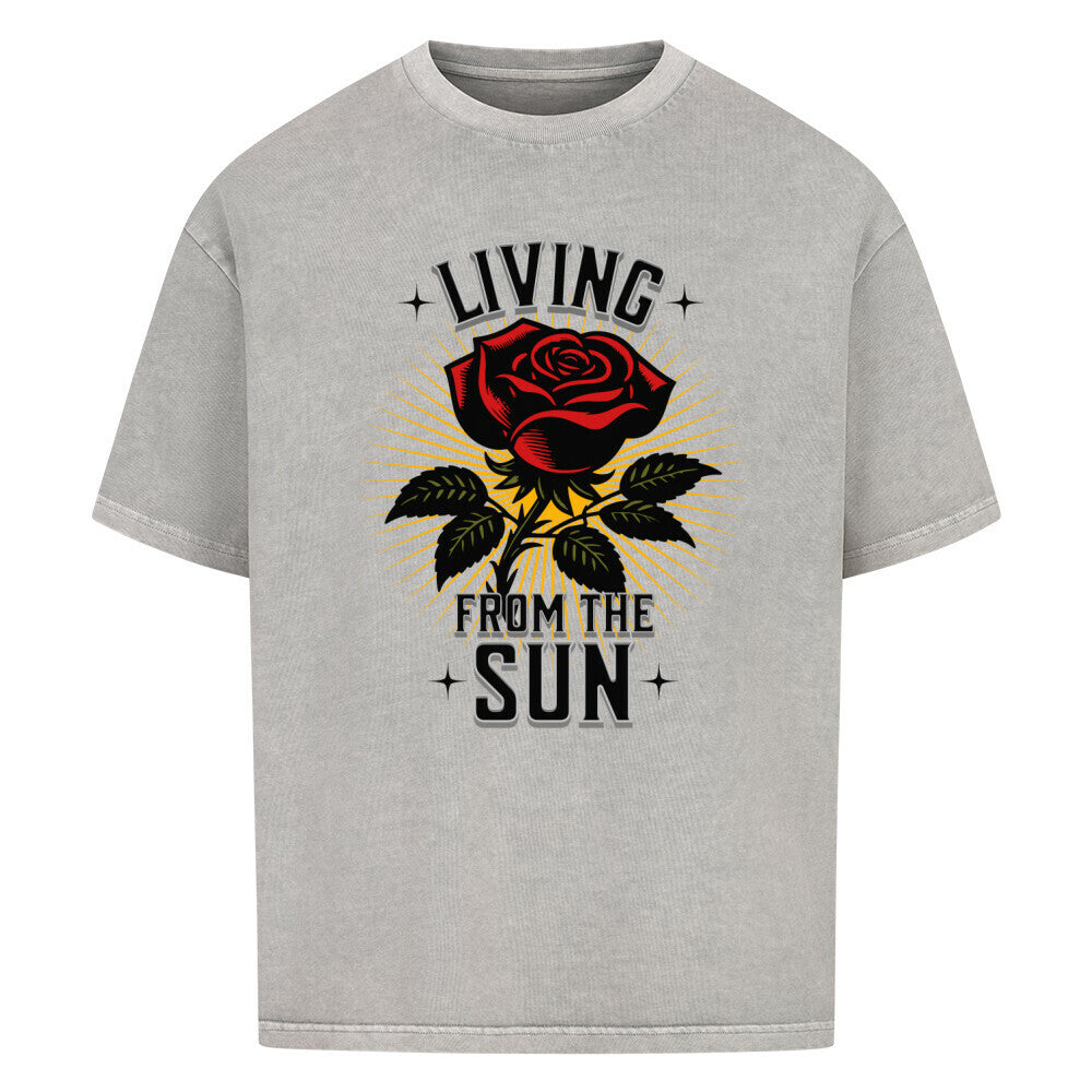 VACANCY Oversized Shirt in Washed Grey mit „Living from the SUN“-TORIPROS