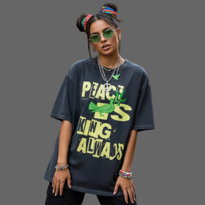 VACANCY Oversized Shirt/Peace is KING allways Streetwear Design von TORIPROS - Peace Streetwear Collection-washed black