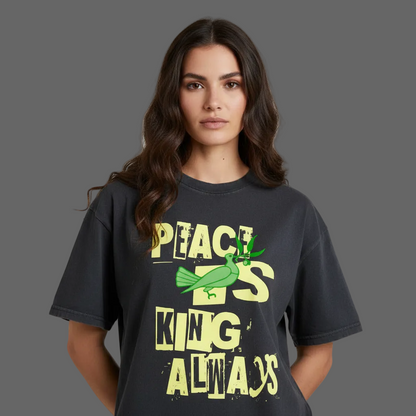 VACANCY Oversized Shirt/Peace is KING allways Streetwear Design von TORIPROS - Peace Streetwear Collection-washed black