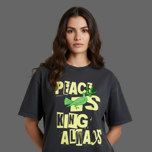 VACANCY Oversized Shirt/Peace is KING allways Streetwear Design von TORIPROS - Peace Streetwear Collection-washed black