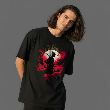 VACANCY Oversized Shirt in Schwarz mit „Samurai-Mythos“-TORIPROS