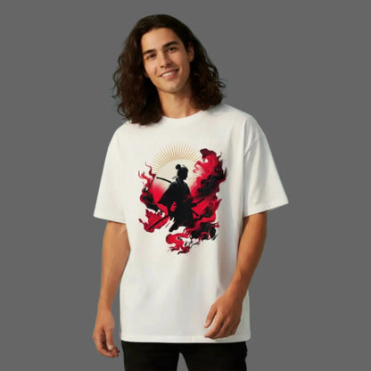 VACANCY Oversized Shirt in Weiß mit „Samurai-Mythos“-TORIPROS
