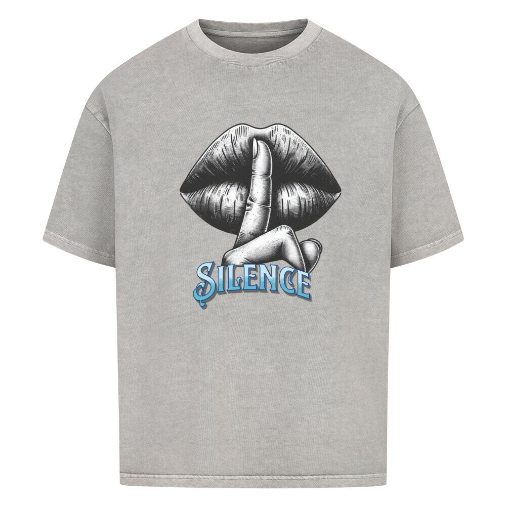 VACANCY Oversized Shirt in Washed Grey mit „Silence“-TORIPROS