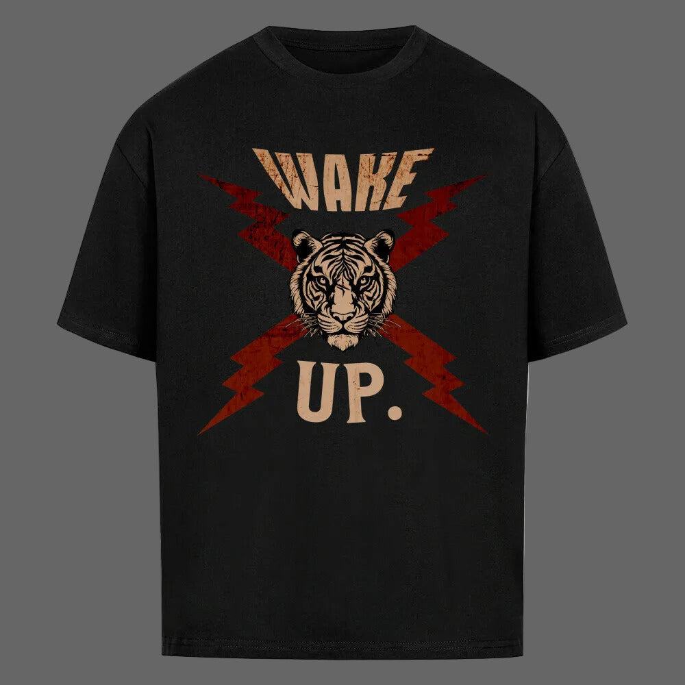 VACANCY Oversized Shirt in Schwarz mit „WAKE UP."-TORIPROS