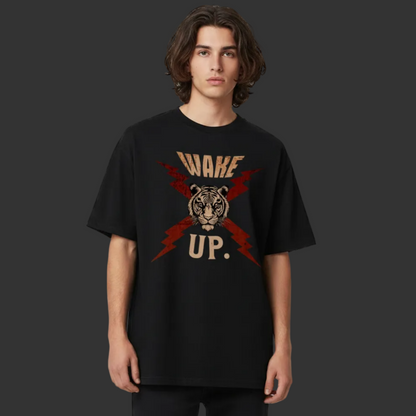VACANCY Oversized Shirt in Schwarz mit „WAKE UP."-TORIPROS
