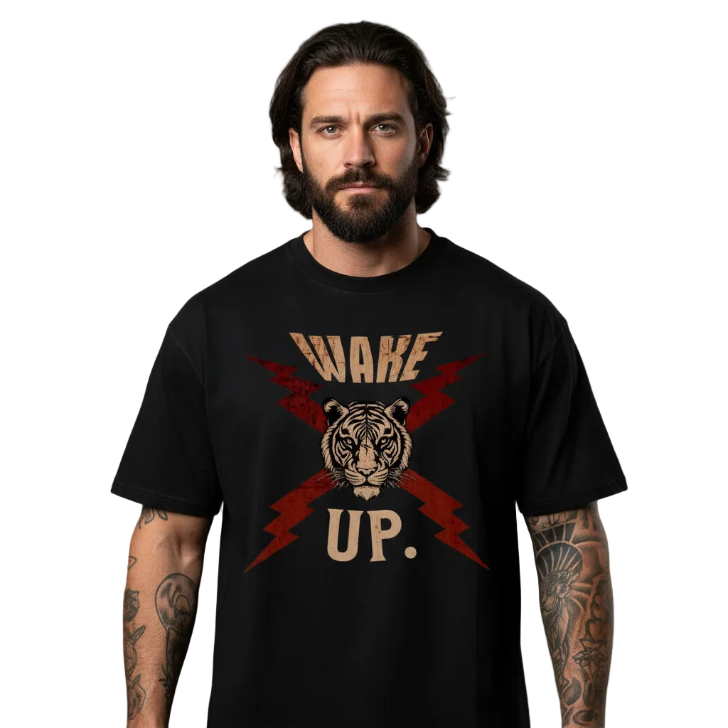 VACANCY Oversized Shirt in Schwarz mit „WAKE UP."-TORIPROS