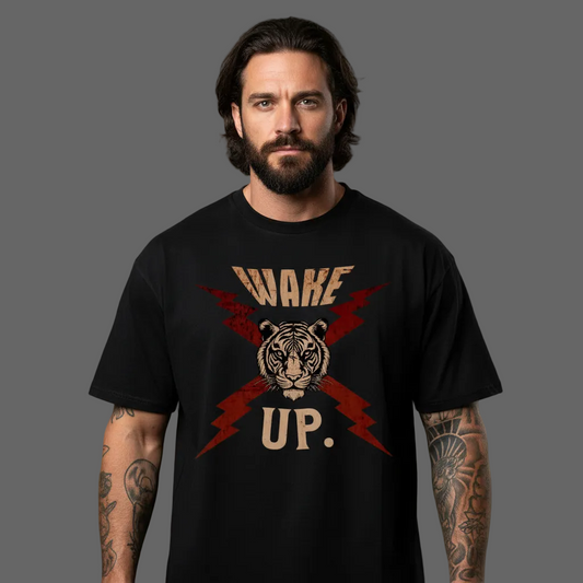 VACANCY Oversized Shirt in Schwarz mit „WAKE UP."-TORIPROS