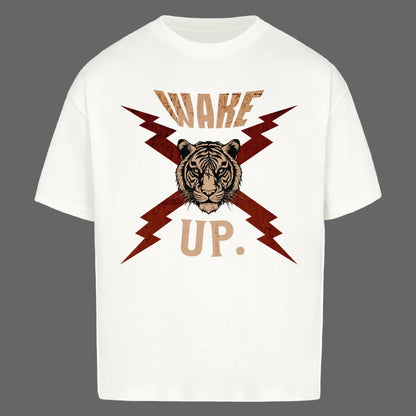 VACANCY Oversized Shirt in Weiß mit „WAKE UP."-TORIPROS