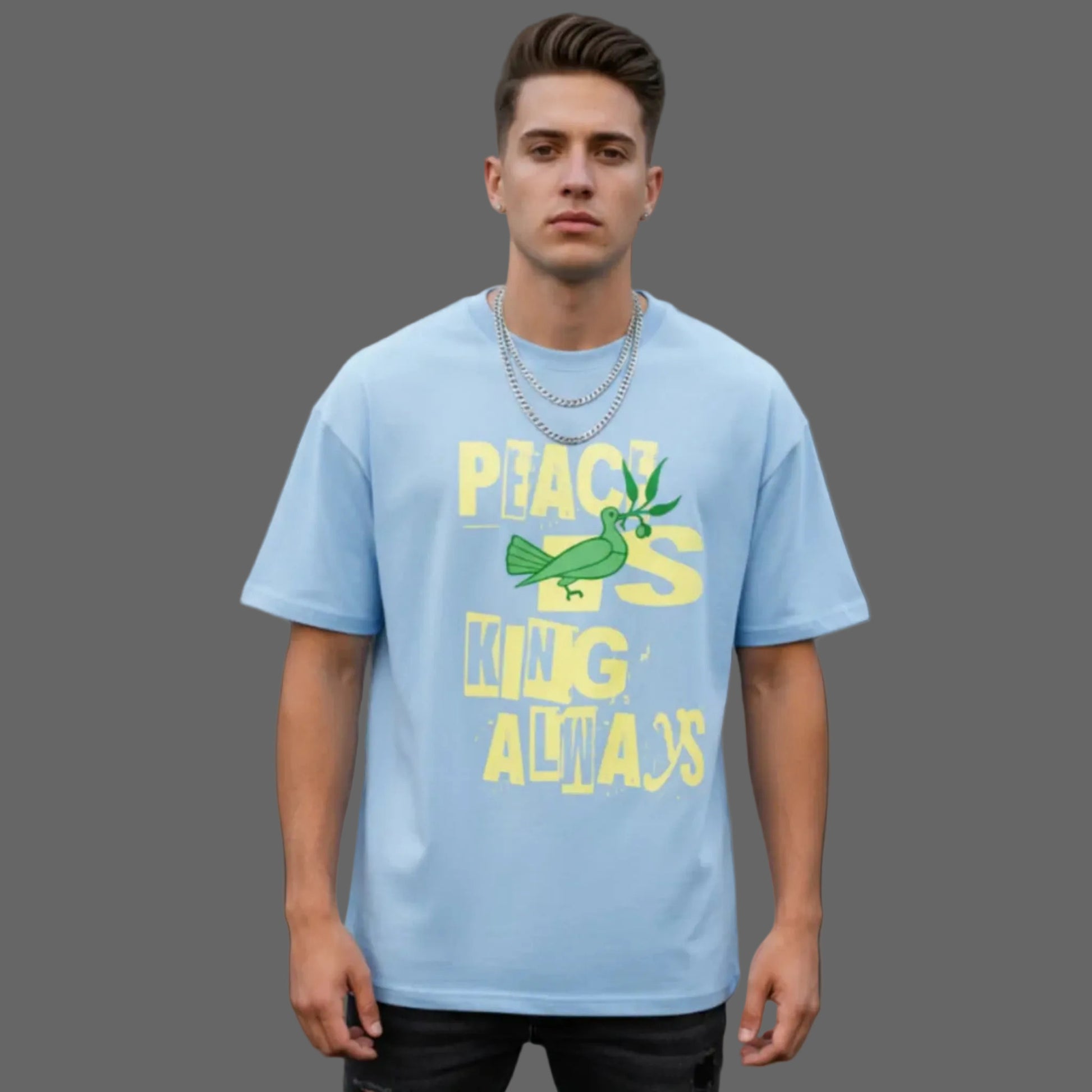 VACANCY Oversized Shirt/Peace is KING allways Streetwear Design von TORIPROS - Peace Streetwear Collection-baby blue