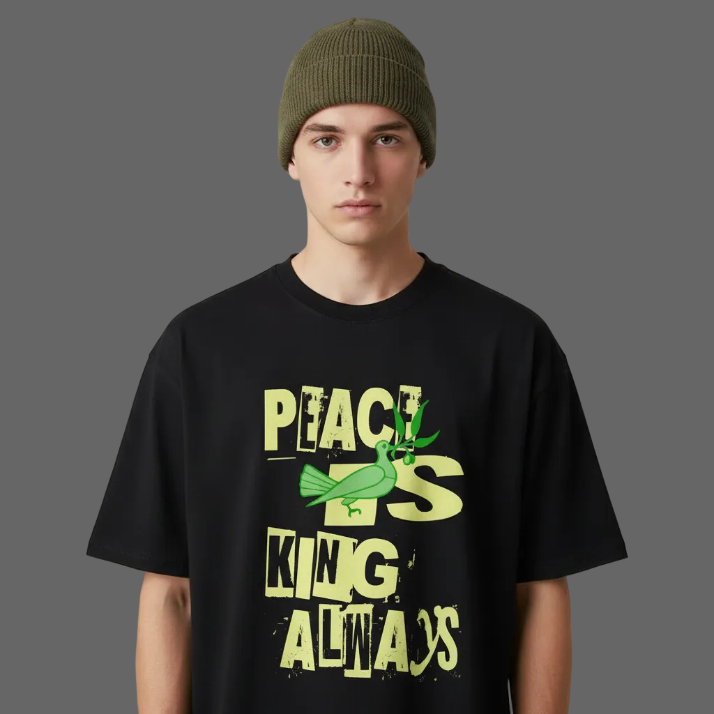 VACANCY Oversized Shirt/Peace is KING allways Streetwear Design von TORIPROS - Peace Streetwear Collection-black