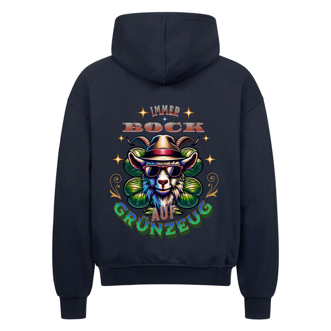 VACANCY Oversized Zipper Hoodie / IMMER BOCK auf GRÜNZEUG -Blau