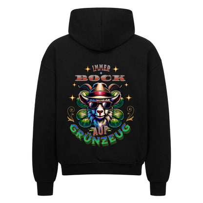 VACANCY Oversized Zipper Hoodie / IMMER BOCK auf GRÜNZEUG -Schwarz