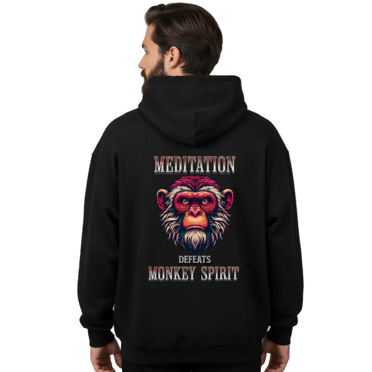 VACANCY Oversized Zipper Hoodie in French Navy mit „MEDITATION defeats MONKEY SPIRIT“-TORIPROS