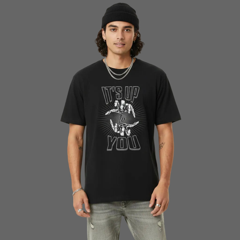 Toripros LEBEN Kollektion – IT'S UP TO YOU Premium T-Shirt in Schwarz, modernes Streetwear-Design mit starkem Statement