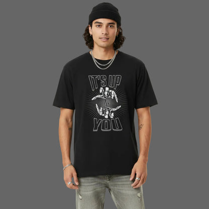 Toripros LEBEN Kollektion – IT'S UP TO YOU Premium T-Shirt in Schwarz, modernes Streetwear-Design mit starkem Statement
