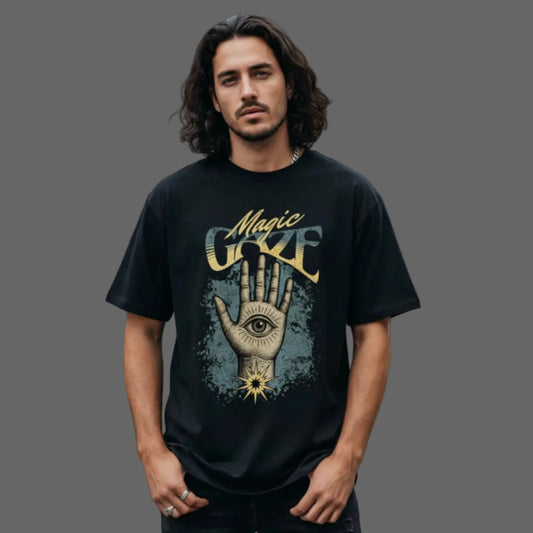 Toripros MYSTICA Kollektion – Magic Gaze Oversized Shirt in Schwarz, modernes Streetwear-Design mit mystischem Statement