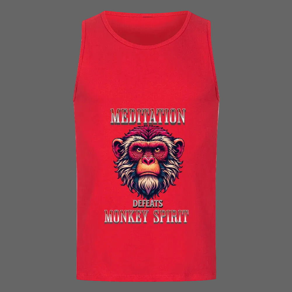 Toripros STILLE Kollektion – MEDITATION defeats MONKEY SPIRIT Classic Tanktop in Fire Red, modernes Streetwear-Design mit starkem Statement