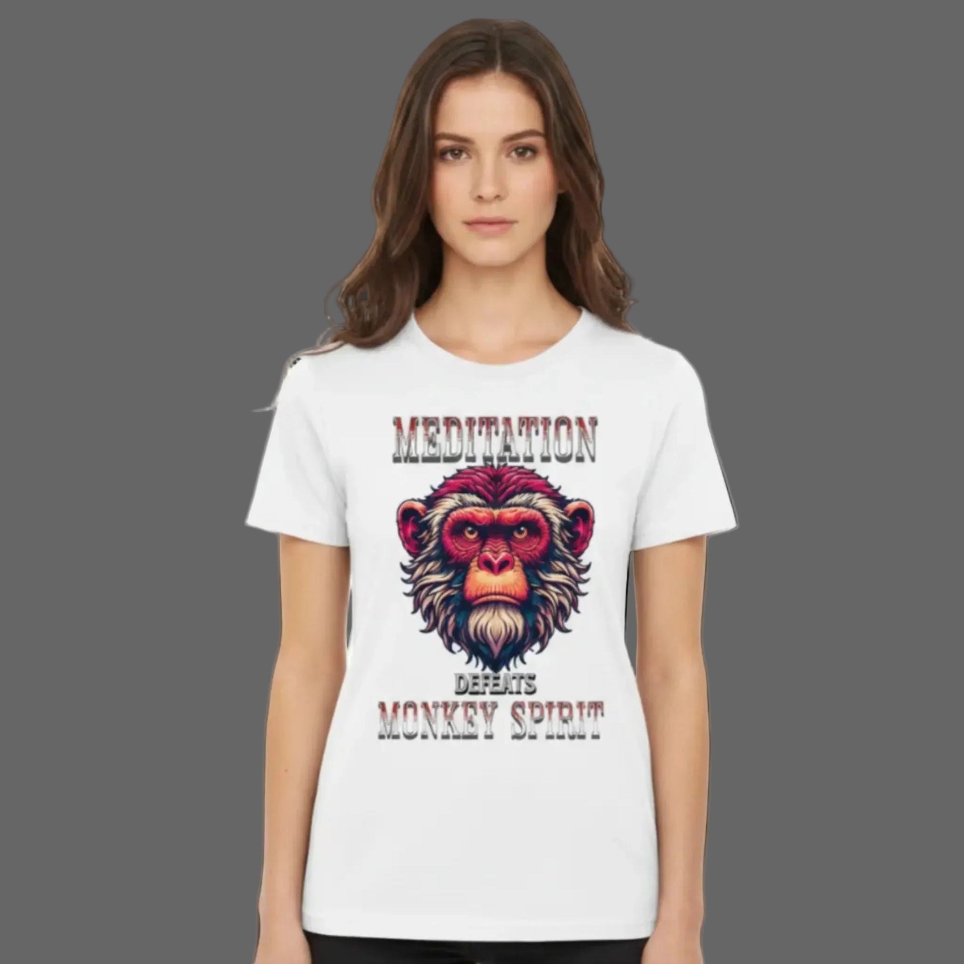 Toripros STILLE Kollektion – MEDITATION defeats MONKEY SPIRIT Premium T-Shirt in Natural Raw, modernes Streetwear-Design mit starkem Statement