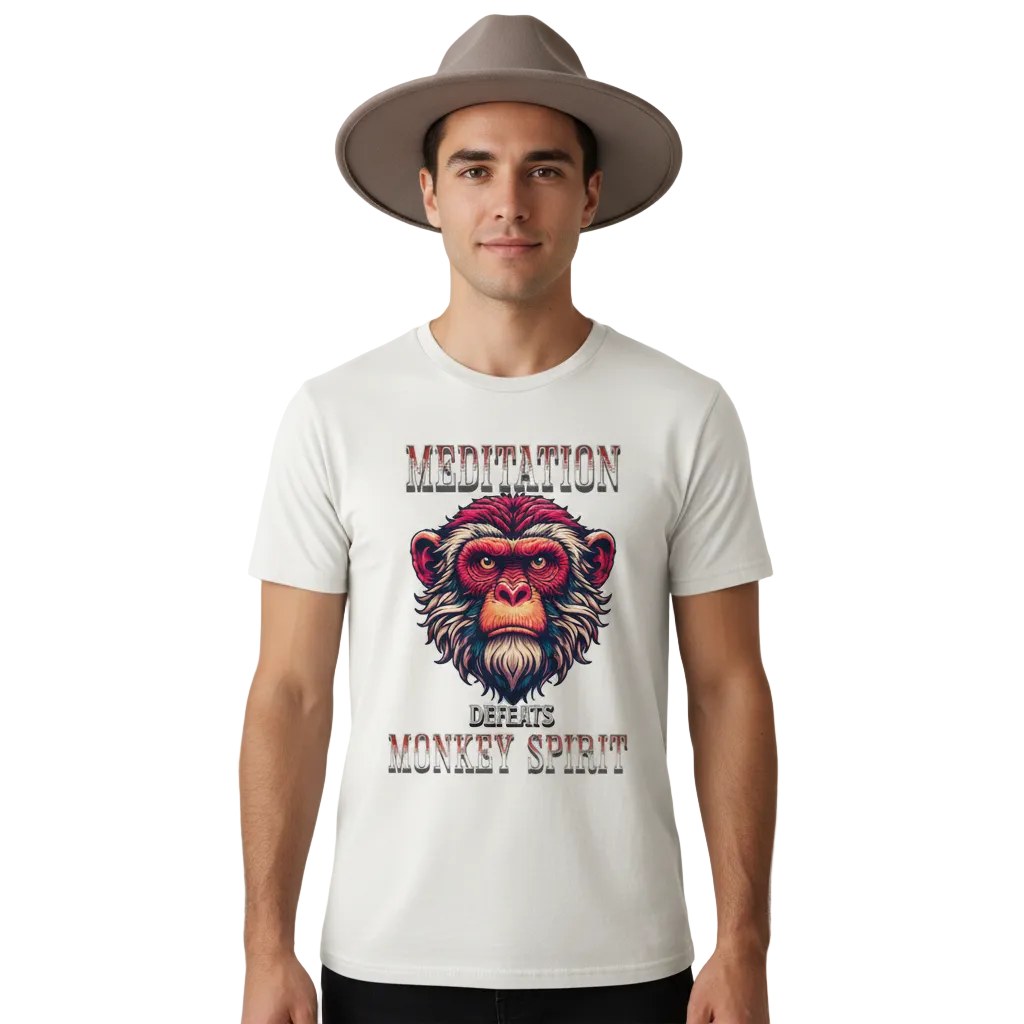 MEDITATION  defeats MONKEY SPIRIT /  HigherBlanks Premium T-Shirt