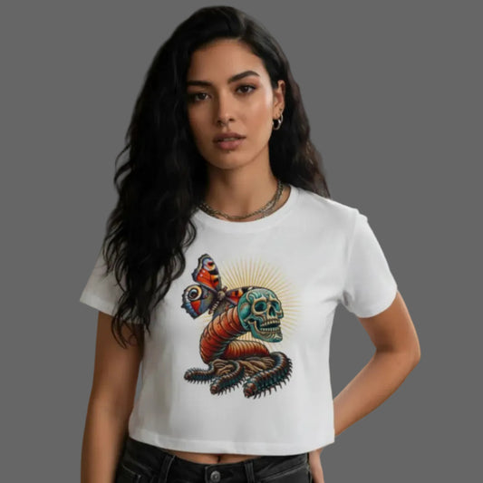 Toripros Wandel Kollektion – Wandel ONE Ladies Cropped Tee in Weiß, modernes Streetwear-Design mit starkem Statement